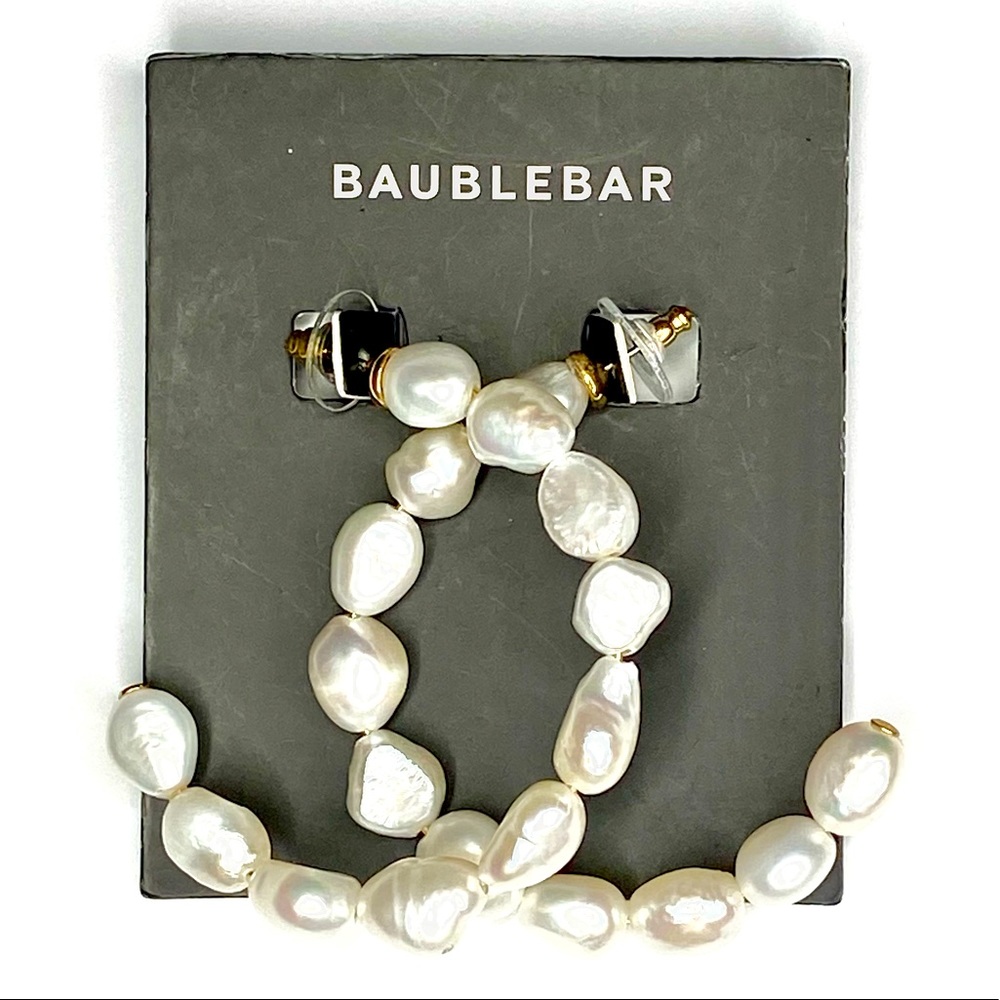 BaubleBar Dafina Earrings Pearl Hoops NEW